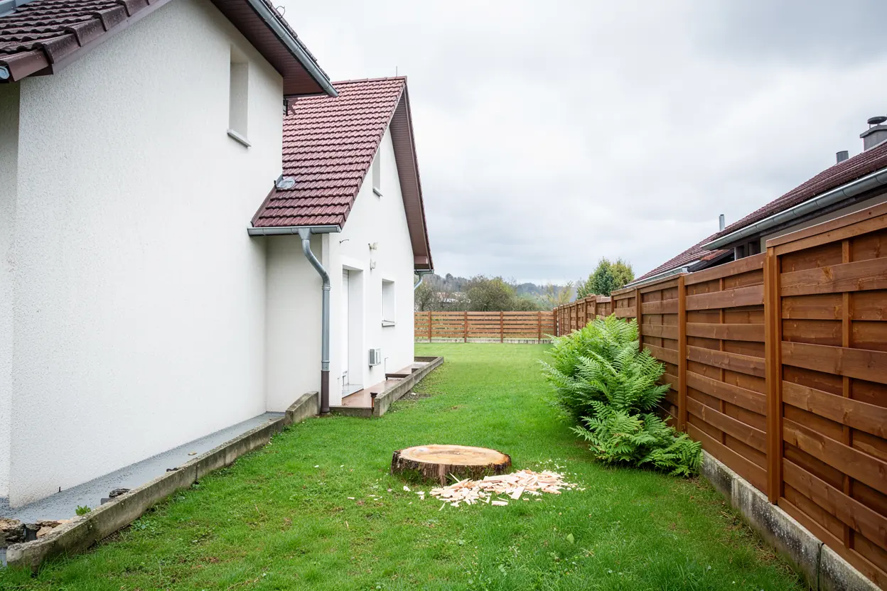 Jardin dégagé après démontage du conifère à Sevrier