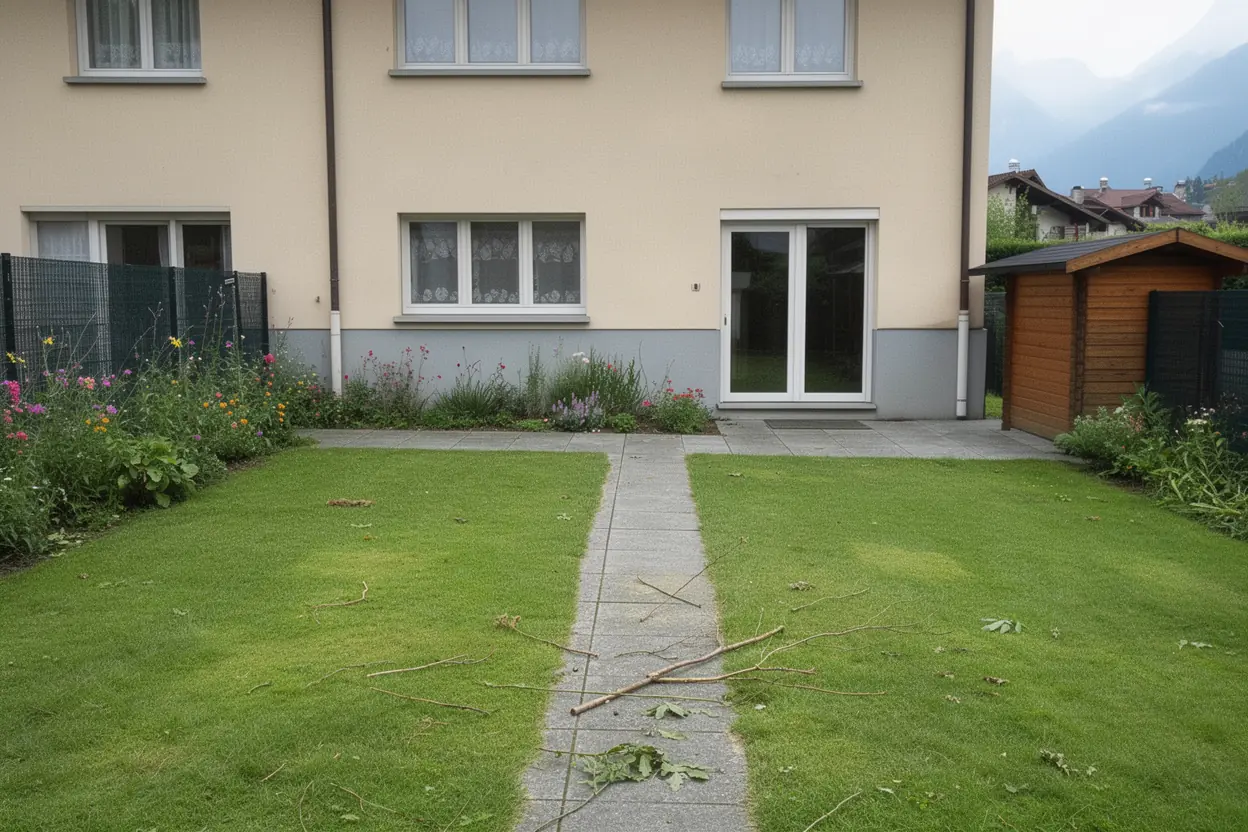 Jardin nettoyé après évacuation à Annecy