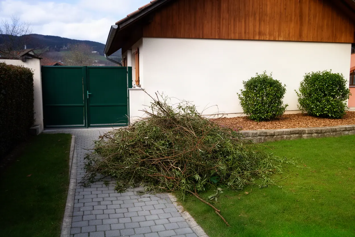 Amas de haie avant broyage à Argonay