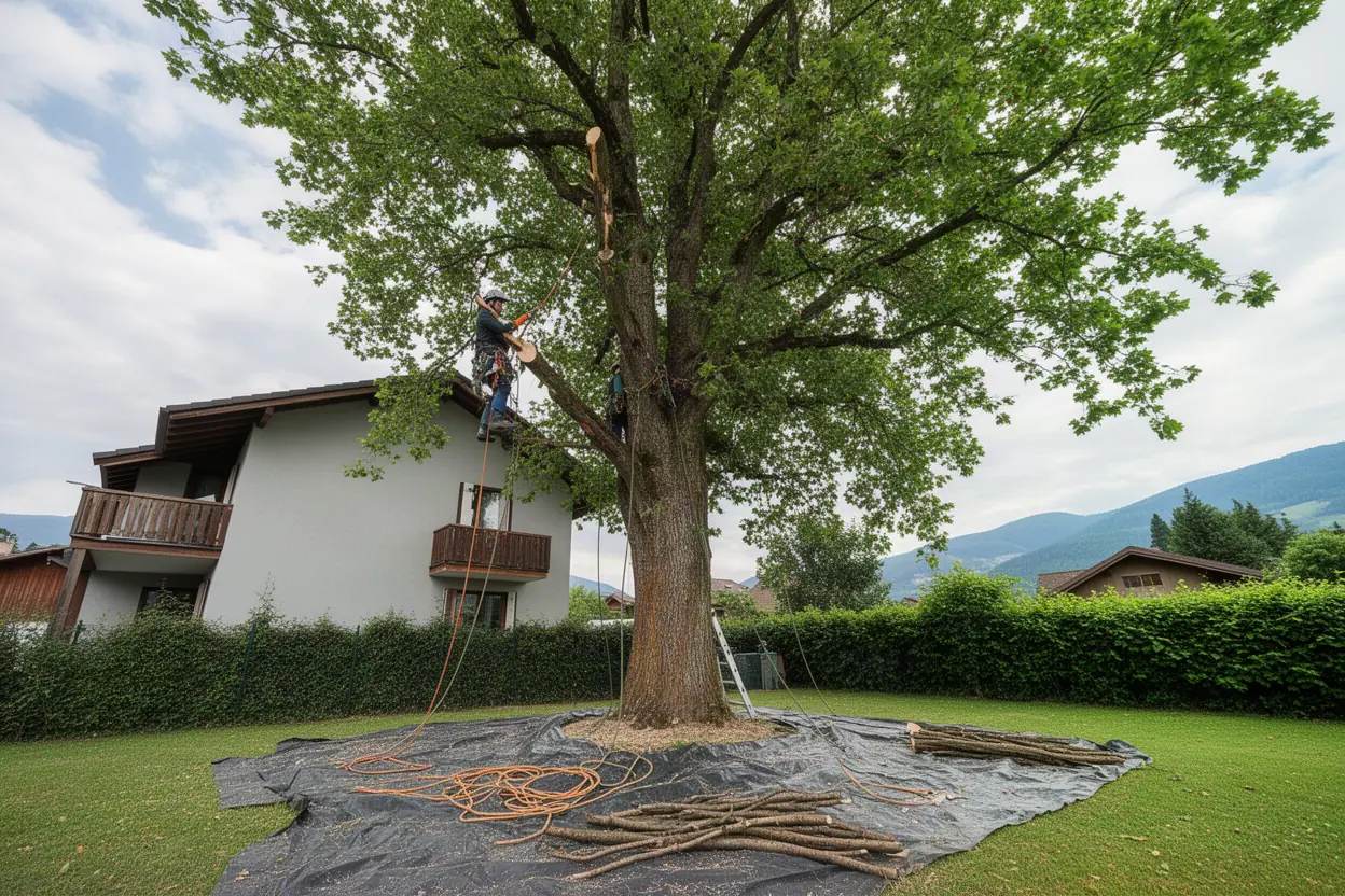 Élagueur taillant un arbre d’ornement à Argonay